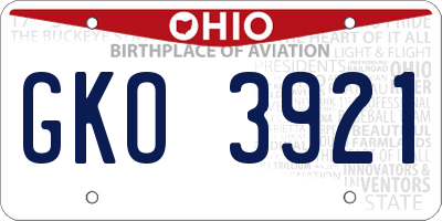 OH license plate GKO3921