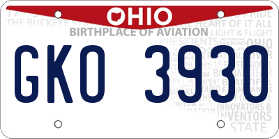 OH license plate GKO3930