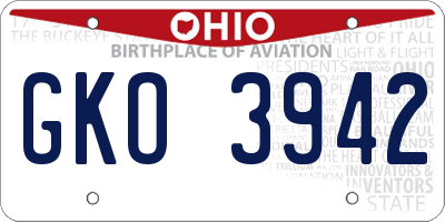 OH license plate GKO3942