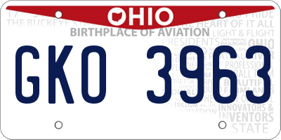 OH license plate GKO3963