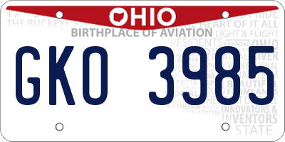 OH license plate GKO3985