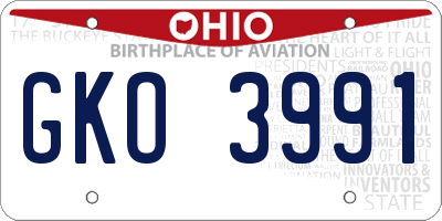 OH license plate GKO3991