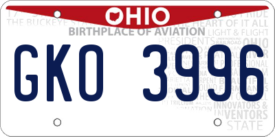 OH license plate GKO3996
