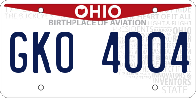 OH license plate GKO4004
