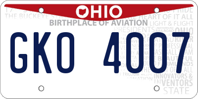 OH license plate GKO4007
