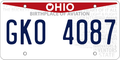 OH license plate GKO4087