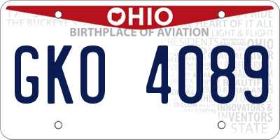 OH license plate GKO4089