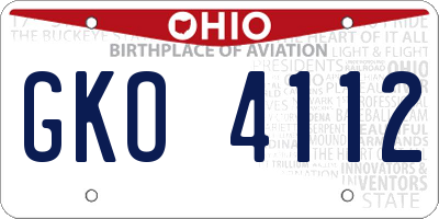 OH license plate GKO4112