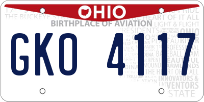 OH license plate GKO4117