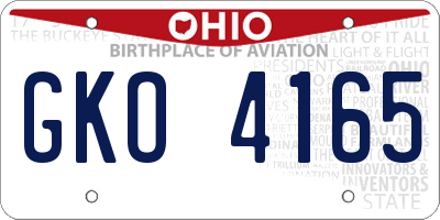 OH license plate GKO4165