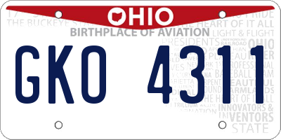OH license plate GKO4311