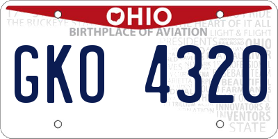 OH license plate GKO4320