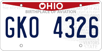 OH license plate GKO4326