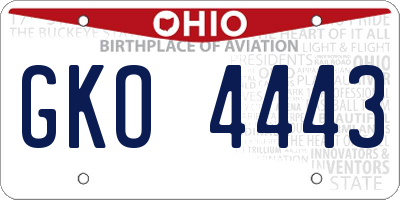 OH license plate GKO4443
