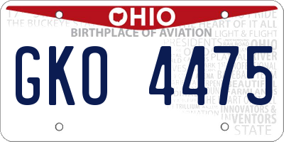 OH license plate GKO4475