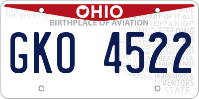 OH license plate GKO4522