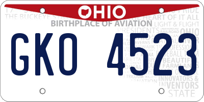 OH license plate GKO4523
