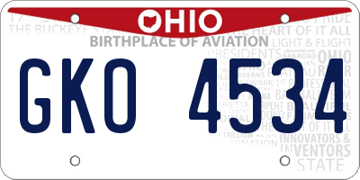 OH license plate GKO4534