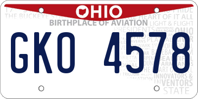 OH license plate GKO4578