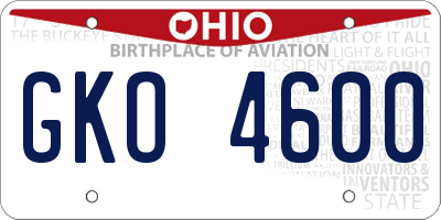 OH license plate GKO4600