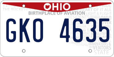 OH license plate GKO4635