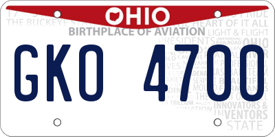 OH license plate GKO4700