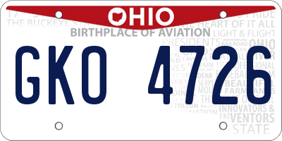 OH license plate GKO4726