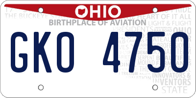 OH license plate GKO4750
