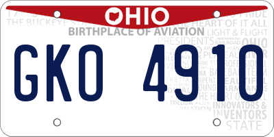 OH license plate GKO4910