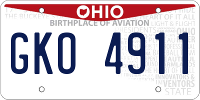 OH license plate GKO4911