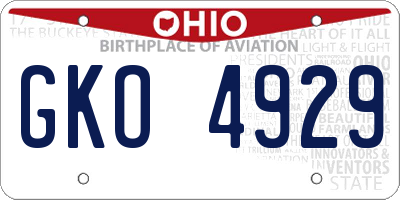 OH license plate GKO4929