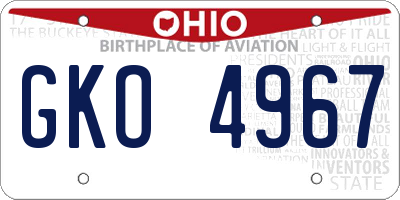 OH license plate GKO4967