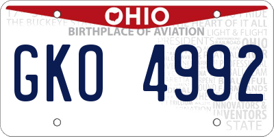 OH license plate GKO4992