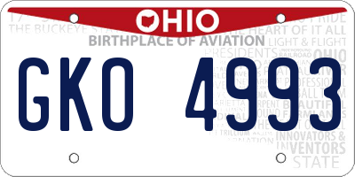 OH license plate GKO4993