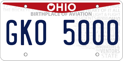 OH license plate GKO5000