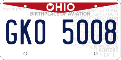 OH license plate GKO5008