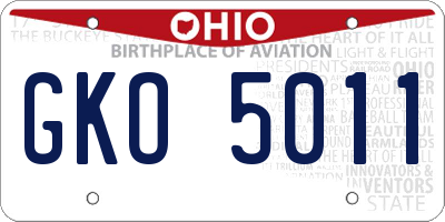 OH license plate GKO5011