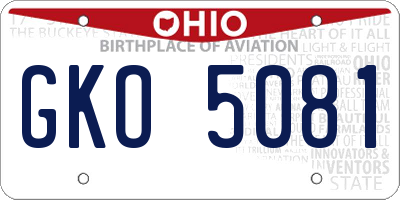 OH license plate GKO5081