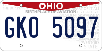 OH license plate GKO5097