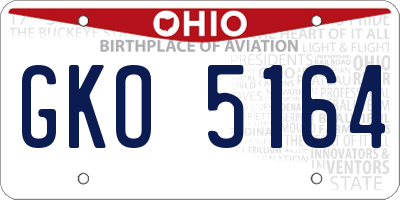 OH license plate GKO5164