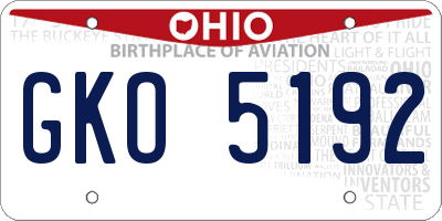 OH license plate GKO5192