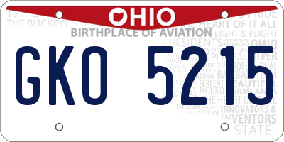 OH license plate GKO5215