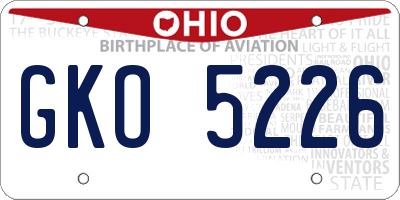 OH license plate GKO5226