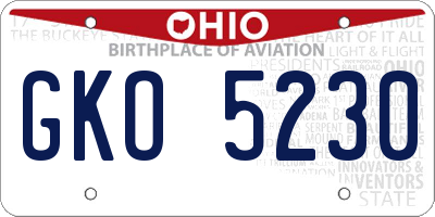 OH license plate GKO5230