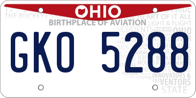 OH license plate GKO5288