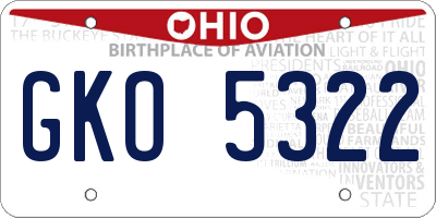 OH license plate GKO5322