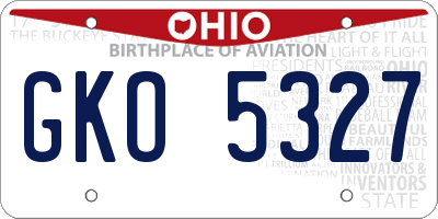 OH license plate GKO5327