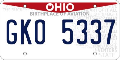 OH license plate GKO5337