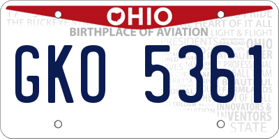 OH license plate GKO5361