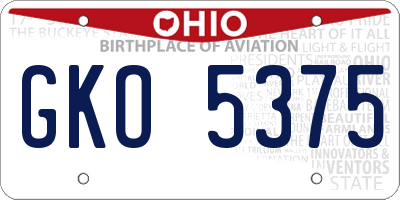 OH license plate GKO5375